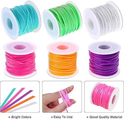 Miniatura 4 de cridoz - Kit de cuerda de cordón, paquete de 6 cordones de plástico, kit de tejido de cordón para pulseras, llaveros, manualidades