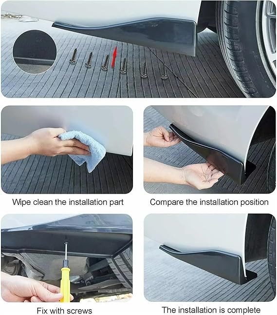 Rocker Panel Splitters 48cm Universal For Dodge For Charger For Challenger Rear Bumper Splitter Apron Spoiler Side Skirt Extension Body Kit Car Accessories Side Skirt Running Boards(Carbon Fiber Look)
