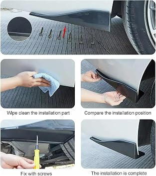 Rocker Panel Splitters 48cm Universal For Dodge For Charger For Challenger Rear Bumper Splitter Apron Spoiler Side Skirt Extension Body Kit Car Accessories Side Skirt Running Boards(Carbon Fiber Look)
