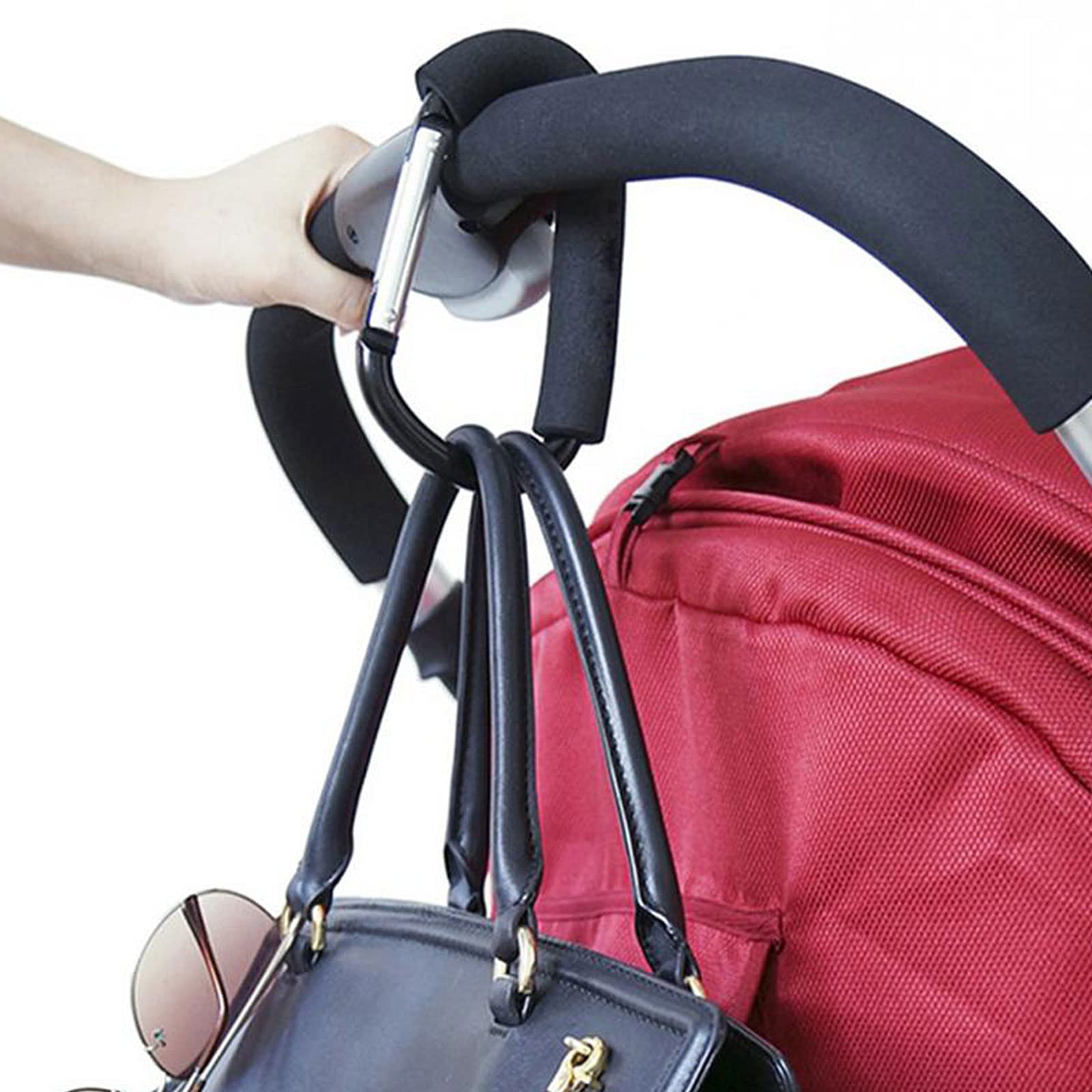 2 Stück Kinderwagen Haken,Kinderwagenhaken Taschenhaken,Karabinerhaken