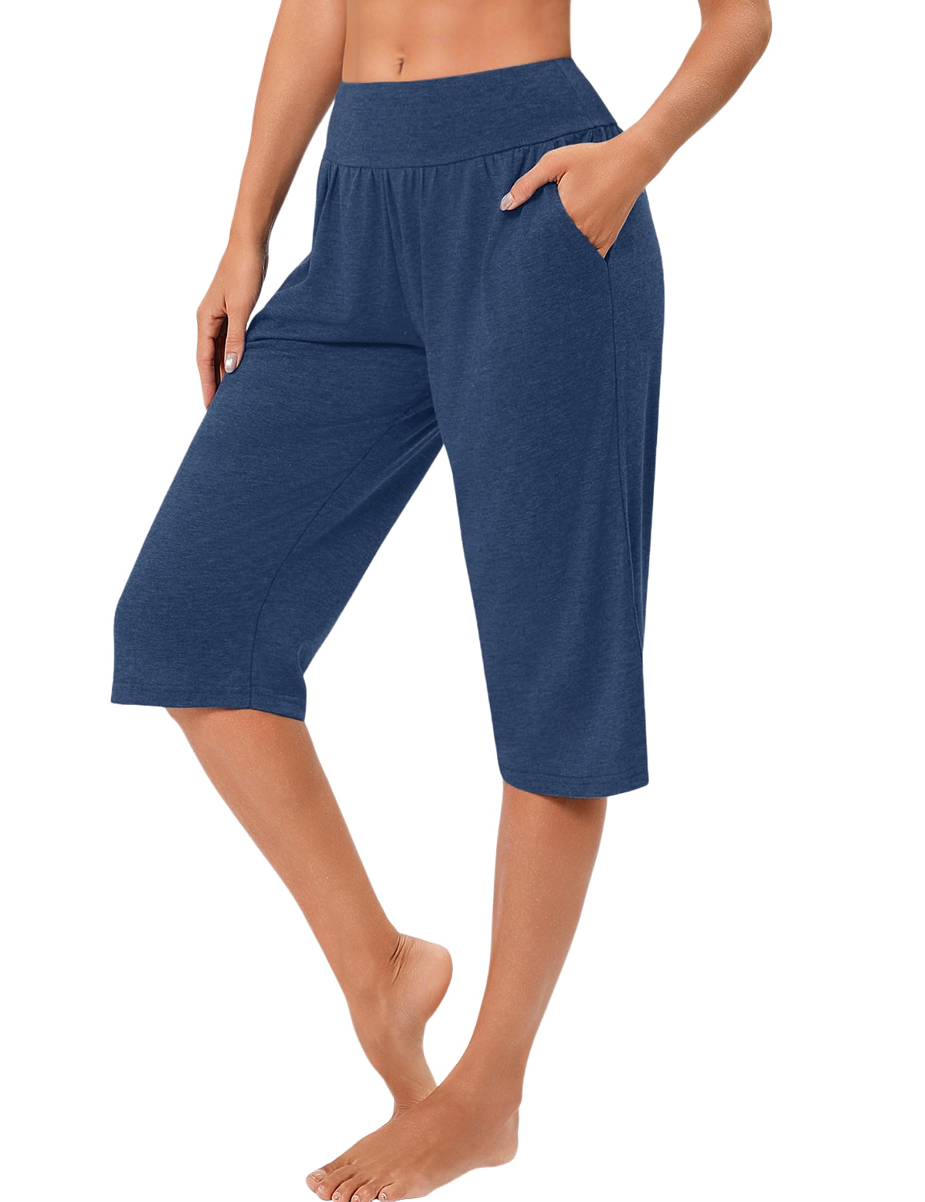 Marvmys Yogahose Pilates Hosen Damen Jogginghose Damen 3/4 Baumwolle Hohe Taille Straighthose Fitness Sporthose Freizeithosen S-3XL