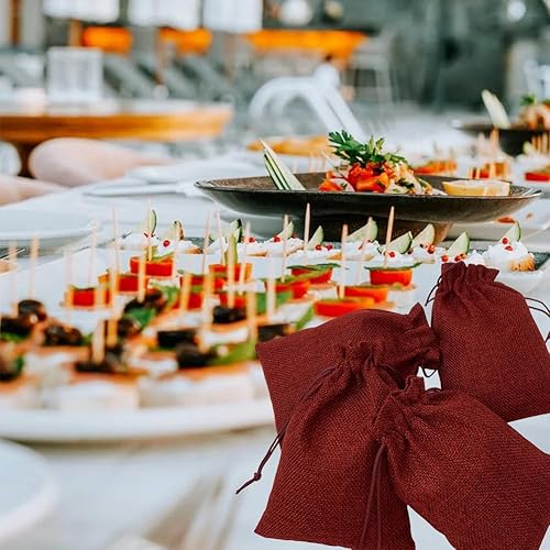 Miniatura 7 de Yisowank 15 bolsas de regalo de arpillera con cordón, bolsas de 5 x 7 pulgadas, pequeñas bolsas de regalo para bodas, Navidad, cumpleaños,