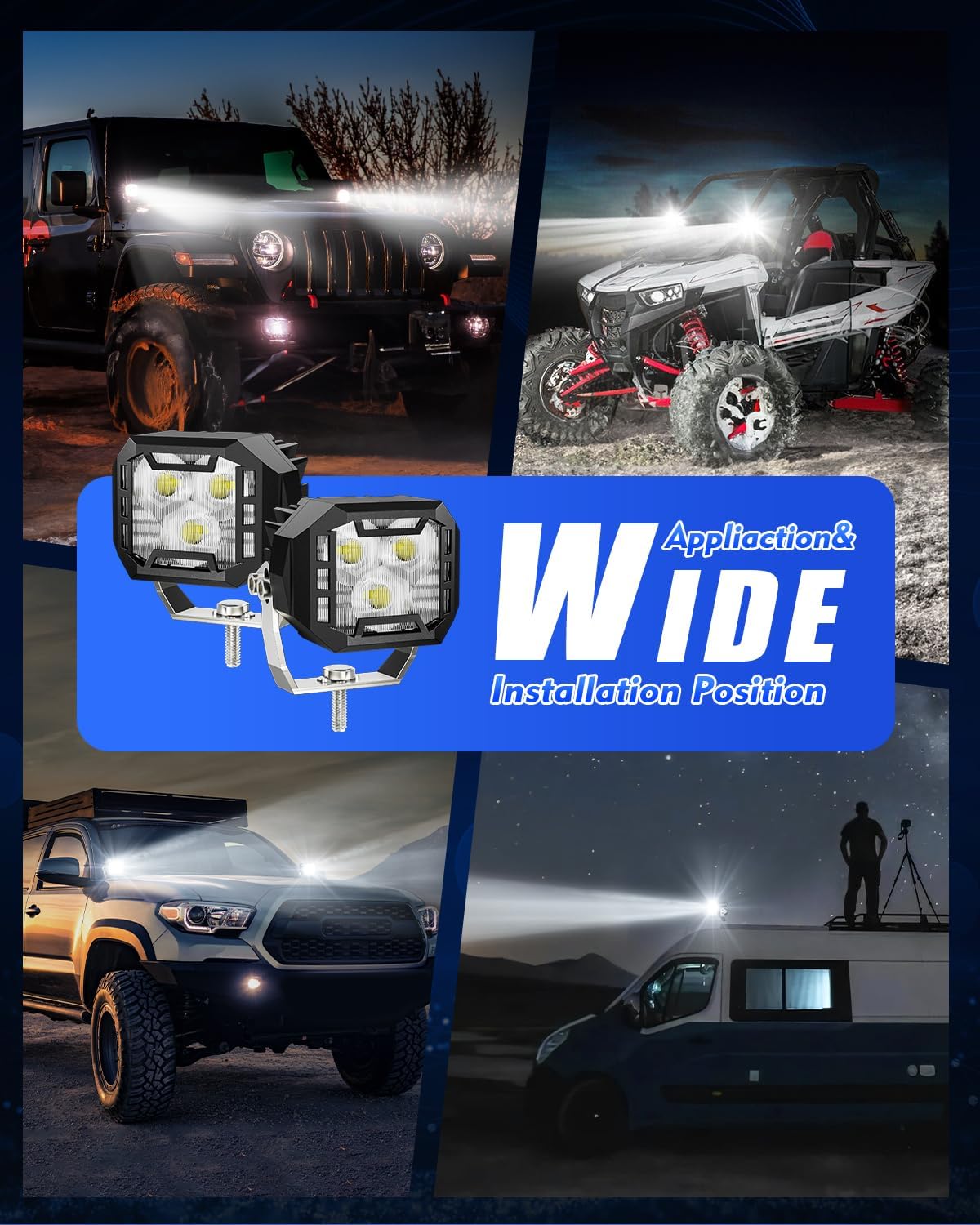 SUPAREE Light Forward Off Road Lights, 2PCS Super Bright LED Driving 90W with 12 ft Wiring Harness kit - 2 Leads, 3 Inch LED Pot Lights fit for Jeep Trucks ATV UTV SUV Boat, Pods
