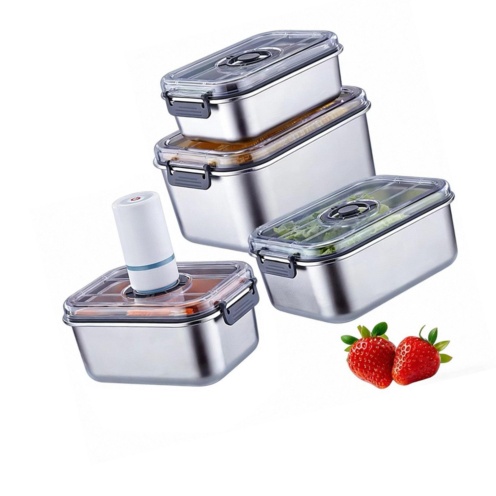 APGLSXY Of 4 Strong Stainless Steel Vacuum Boxes Great for Camping Travel and Leftover Security Mealprep Containers Set