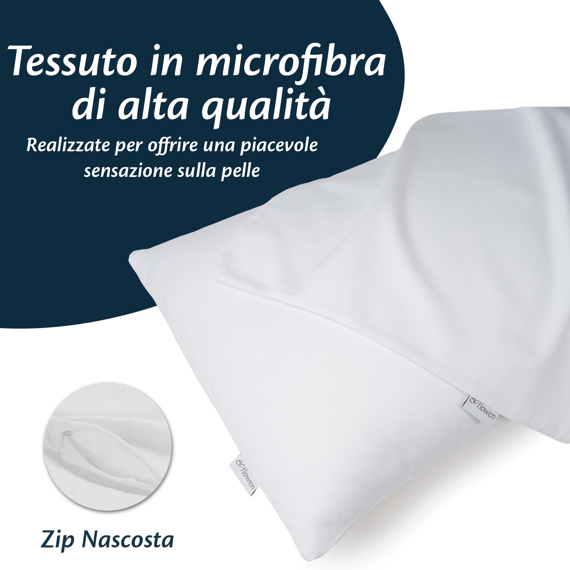 Flowen Federe Cuscini Divano 45x45 Set da 2 Copricuscini in Microfibra Fodere Lavabili e Resistenti 45 x 45 cm Tessuto 100% Poliestere Traspirante Anallergico Antiacaro Ideali per Arredo Casa