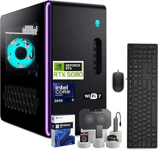 Alienware Aurora R16 Gaming Desktop - Intel Core i7-13700F, 16GB DDR5 RAM, 512GB SSD + 1TB HDD, NVIDIA GeForce RTX 4060 8GB GDDR6 Graphics, Windows 11 Home, 1 Year Premium Support - Basalt Black