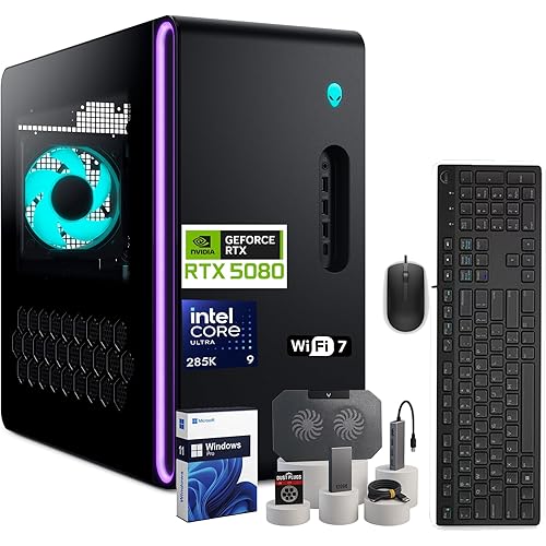 Alienware Aurora R16 Gaming Desktop PC - NVIDIA RTX 5080, 16GB GDDR7 Graphics, Intel 24-Core Ultra 9 285K, WiFi 7, Win 11 Pro, 1000W Liquid Cooled, w/Accessories(32GB RAM, 2TB SSD,2TB HDD)