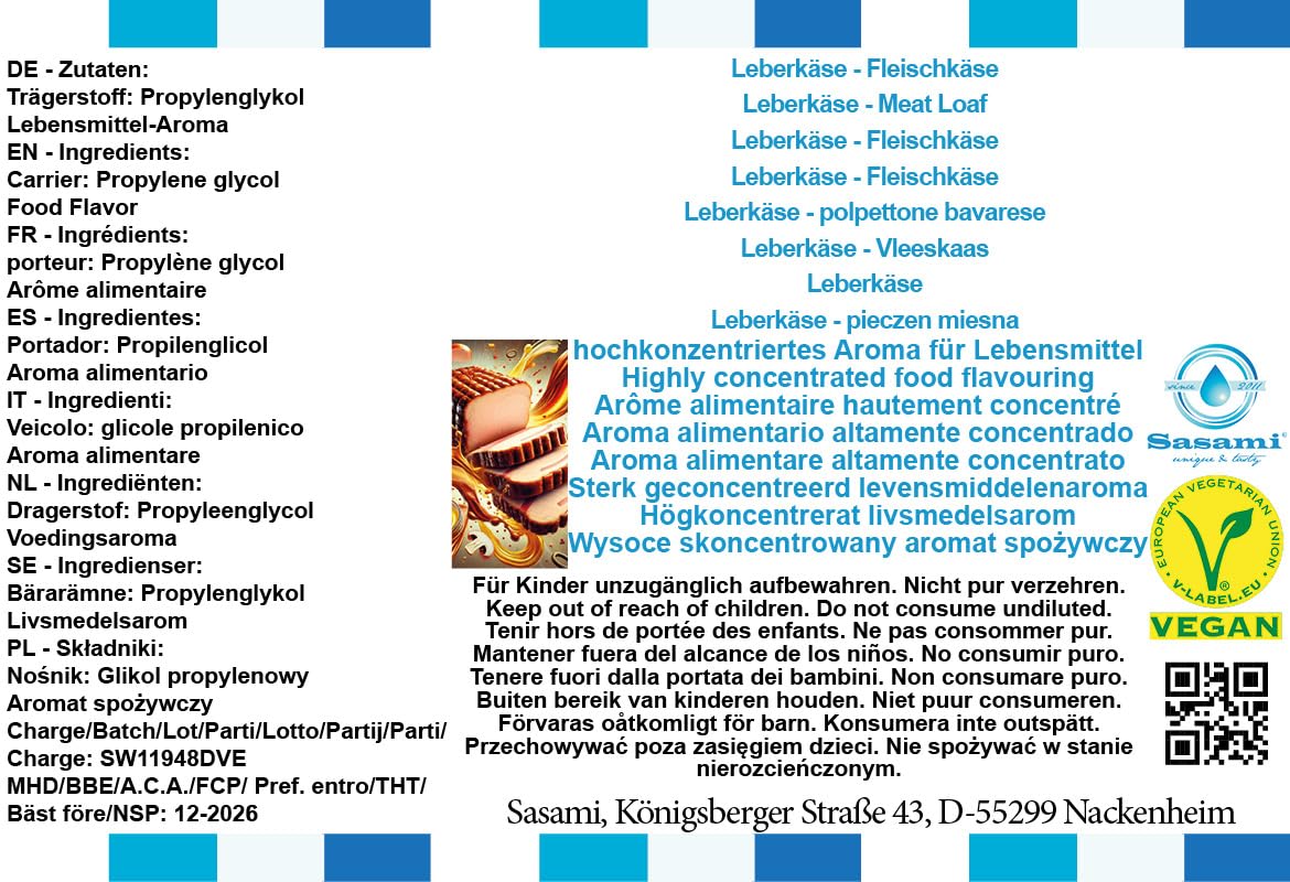 Leberkäse - Fleischkäse Aroma Konzentrat - Vegan - Sasami - 100ml