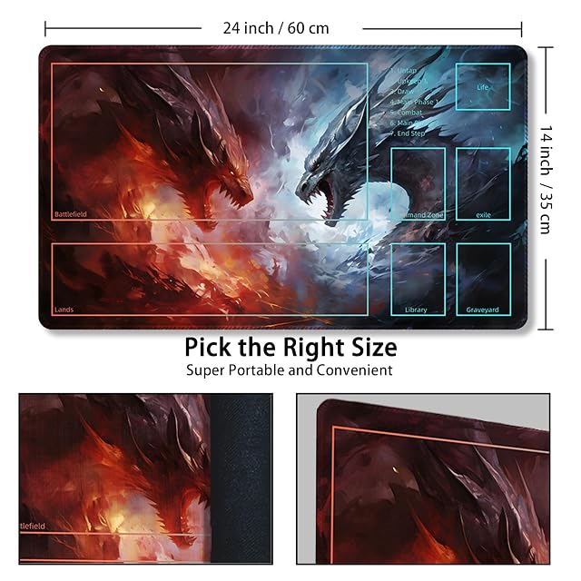 Foto 3 de 5 de Malqiqi Tapete de juego para MTG, con bolsas de almacenamiento gratis, tapete de juego de 24 x 14 pulgadas