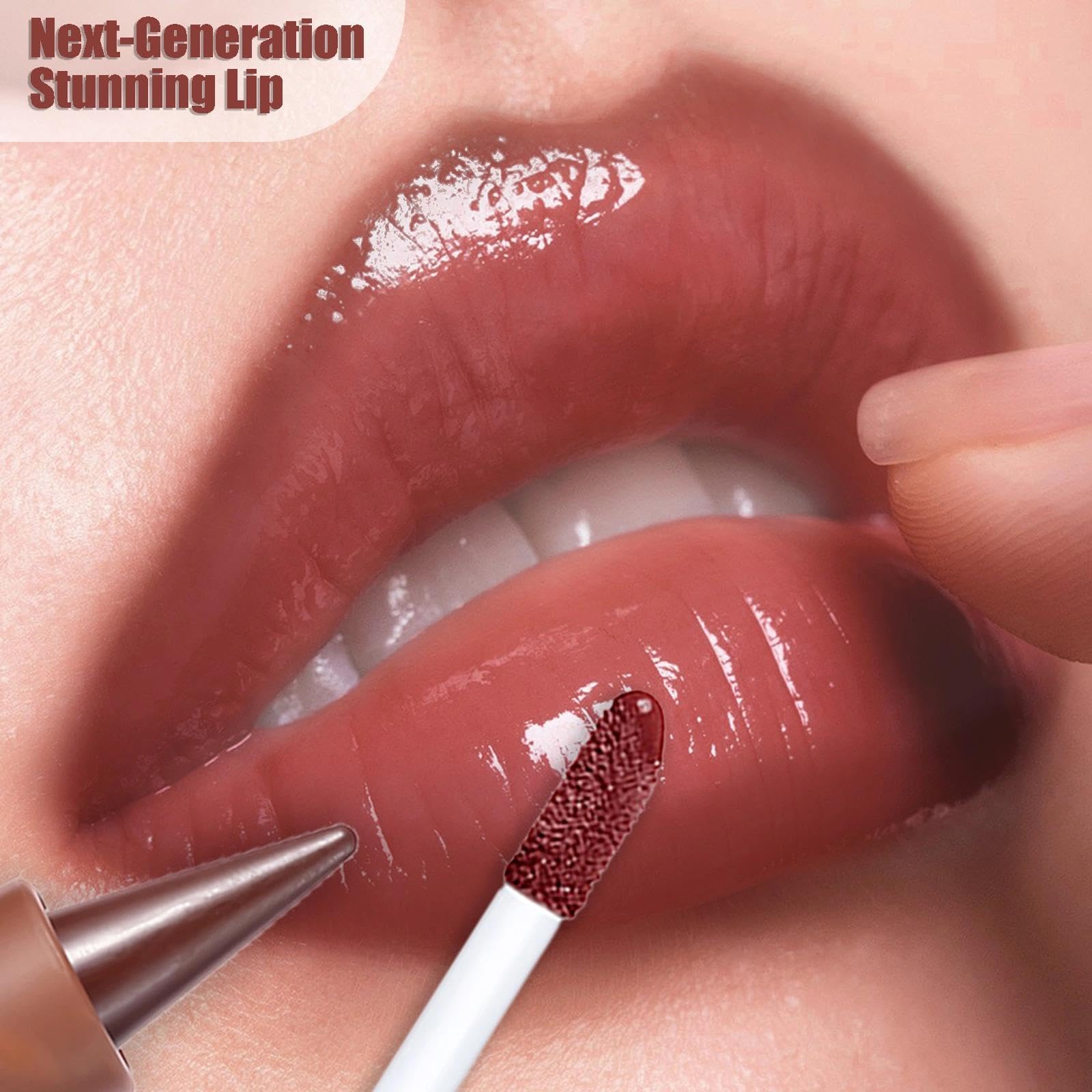 Lip Liner And Gloss Set,Dark Brown Plumping Lip Liner Stain& Moisturizing Butter Glossy Liquid Lipstick,Matte & High Shine Glossy - Image 2