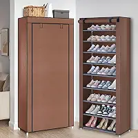 BEMMY Sapateira com Capas com 10 Níveis, Organizador de Prateleiras Altas para Sapatos, Organizador de Sapatos de Grande Capacidade e Economia de Espaço, Organizador de Sapatos Autônomo (Marrom)
