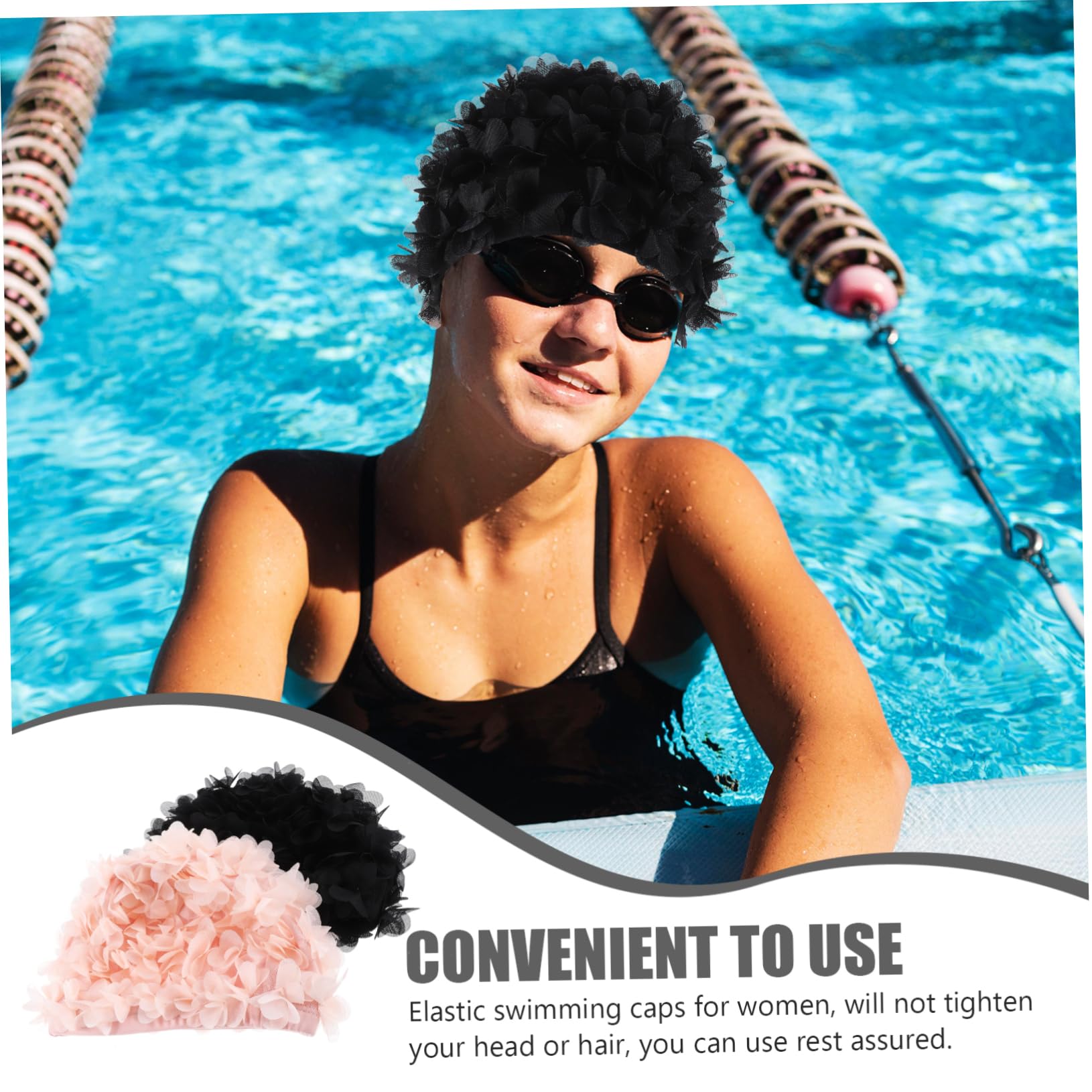 TOYANDONA 2piezas Gorros De Natación para Mujer Gorro De Natación Floral Pétalos Protector para Piscina Portátil y Elástico