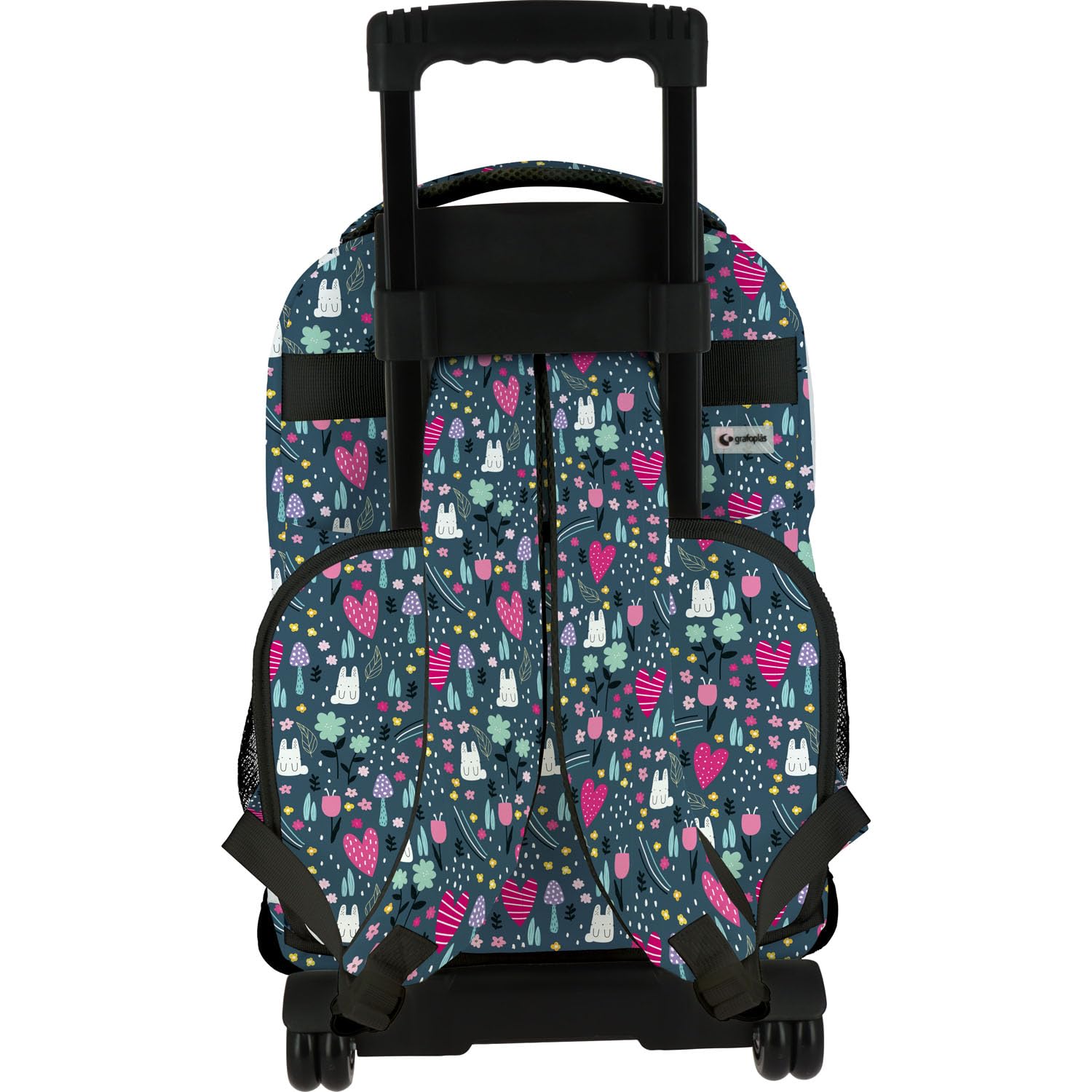 Grafoplas - Mochila Escolar con Ruedas, Carro Integrado, 29 Litros, 52x37x25cm, Modelo Roller, Colección Park Bits & Bobs, Perfecto Material Escolar Infantil y Primaria