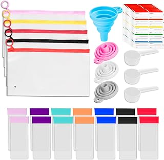 36 PCS Protein Powder Travel Container Set, Protein Powder Storage Supplement Container To Go, 14 Single Dose Bag & 5 Large Zip Bag, Portable Fitness Storage Dispensers with 4 Funnel 3 Spoon 10 Label