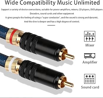 Amazon.com: Viborg A10 RCA Cable 3.3FT/1M 2RCA to 2RCA Dual Male