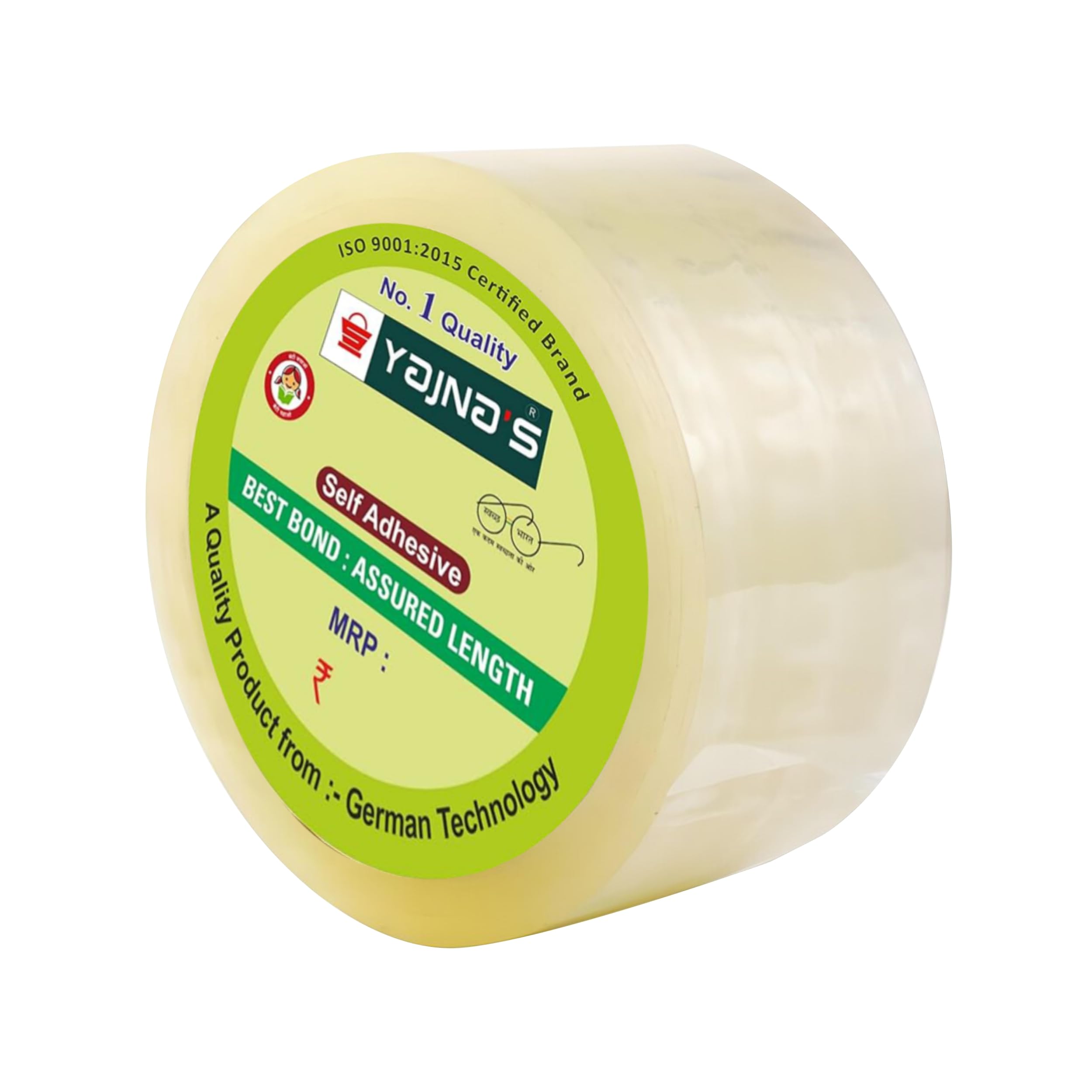 YAJNAS Paquete de 1 rollo de cinta transparente de embalaje BOPP (transparente), 72 mm x 50 metros, embalaje de comercio electrónico para el hogar, oficina y caja