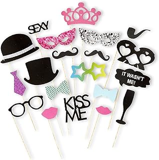 W WIDMANN MILANO Party Fashion 08153 - Photo-Booth Requisiten, 20-teilig, Fotobox, Foto Utensilien, Hochzeit, Kostüm, Accessoire, Karneval, Mottoparty