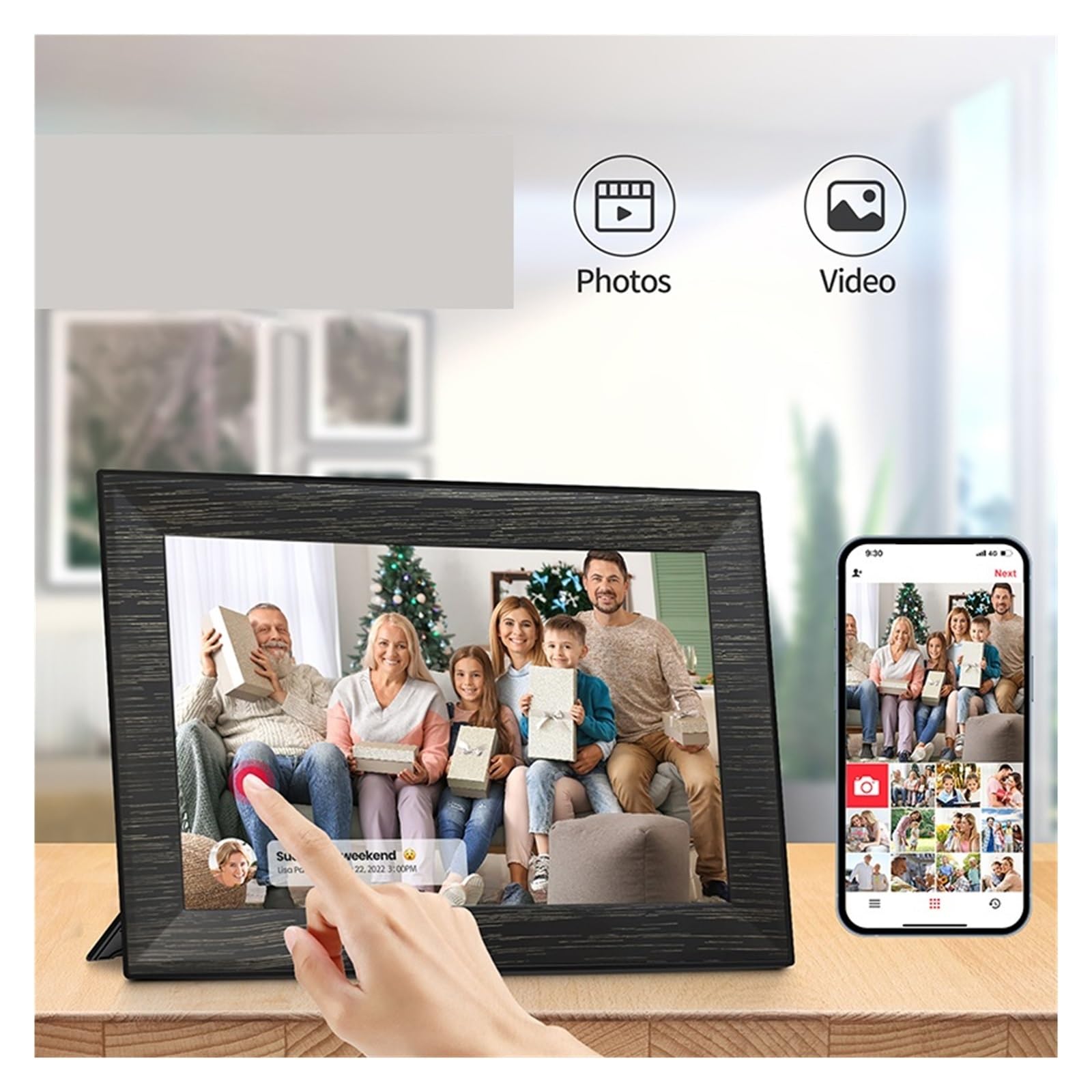 10,1-calowa cyfrowa ramka na zdjęcia WiFi IPS 1280 * 800 cyfrowa ramka na zdjęcia cyfrowe ramki w pełni funkcjonalny ekran dotykowy 32 GB wyraźniejszy