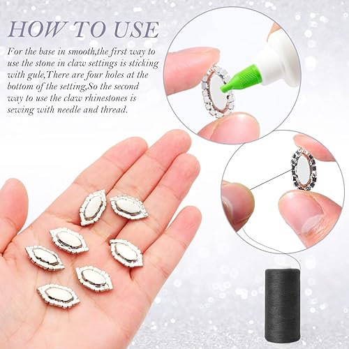 Miniatura 4 de 20 diamantes de imitación para coser, botones de diamantes de imitación de ojo de caballo, adornos con parte trasera plana con diamantes de