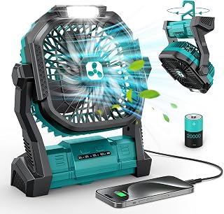 ONLYNEW 20000mAh Portable Rechargeable Fan with LED Lantern - Quiet Cordless Fan for Camping, Travel, Home Office