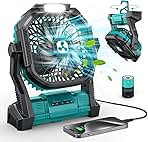 Portable Fan Rechargeable, 20000mAh Cordless Battery Powered Fan with LED Lantern, USB C Battery Operated for Travel Bedroom Home Camping Tent Office Beach Desk Fishing Table