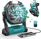 ONLYNEW Portable Fan Rechargeable, 20000mAh Cordless Battery Powered Fan with LED Lantern, USB C Battery Operated for Travel Bedroom Home Camping Tent Office Beach Desk Fishing Table