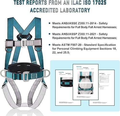 Miniatura 7 de Kit de protección contra caídas de arnés de seguridad con cordón de absorción de golpes, arneses de trabajo para techos, arnés de seguridad de