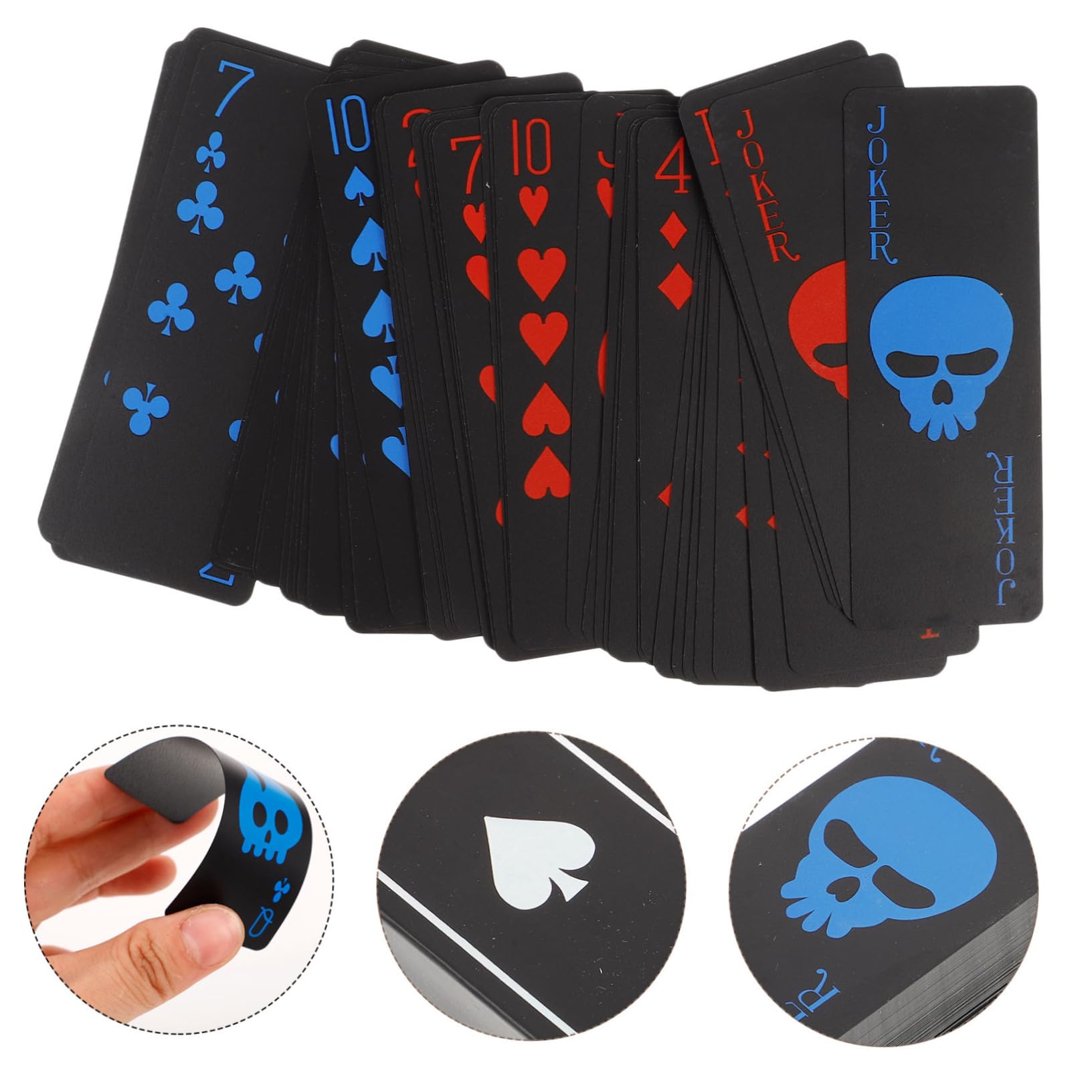 BESPORTBLE Carte Da Gioco Impermeabili in Pvc Nero Motivo Teschio Di Carte Da Poker in Plastica Per Adulti e All