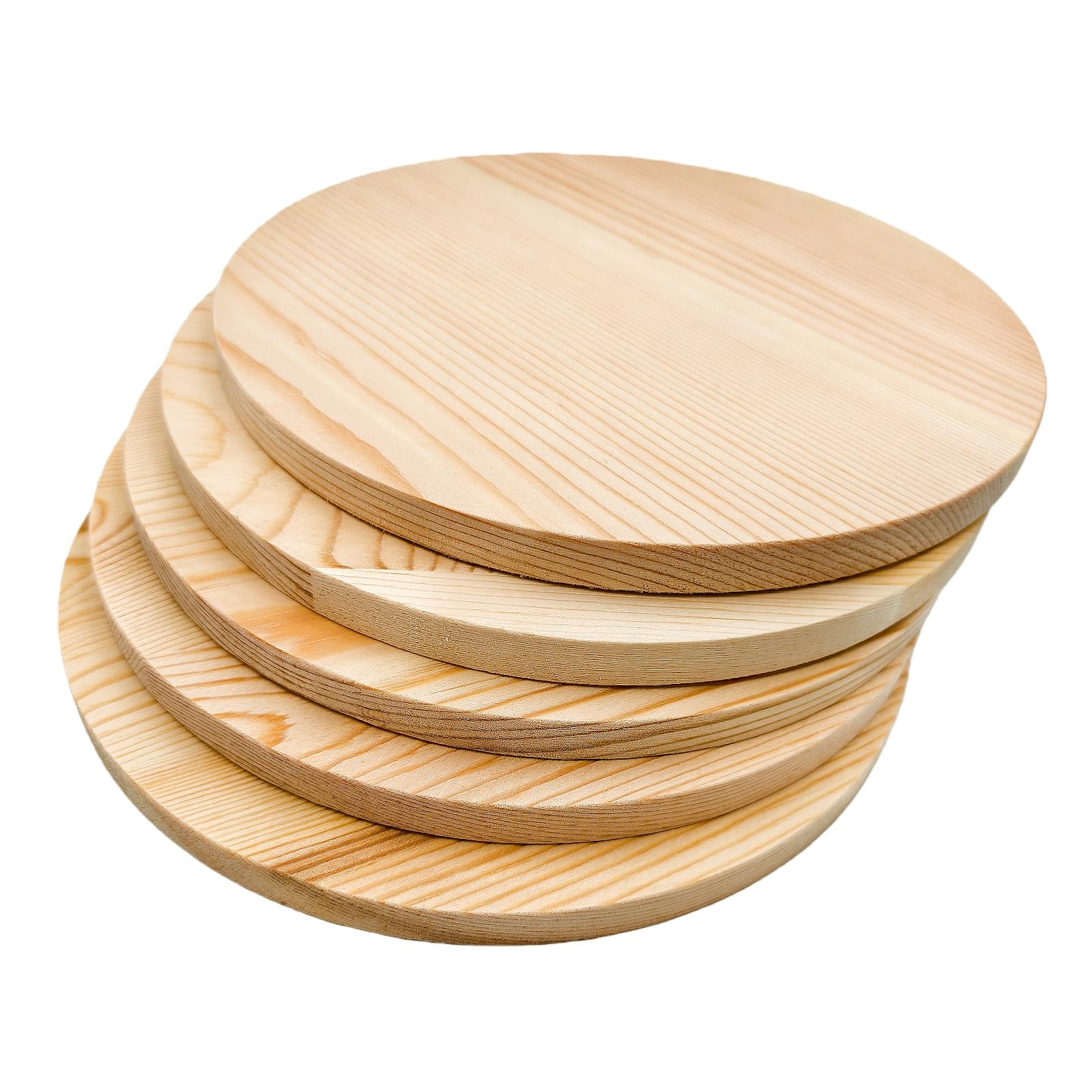 Pine Circle Plaque, Blank Unfinished Round Wooden Circles Plaques for Craft Projects, Engraving, Wood Burning, Painting (18x1cm/5pcs)