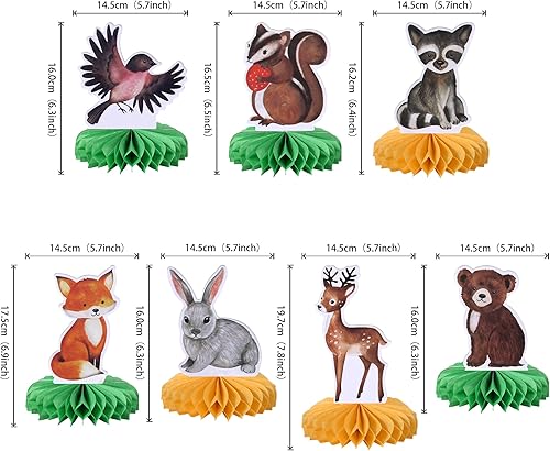 Miniatura 2 de 7 piezas de animales del bosque, centro de mesa de panal de abeja, centros de mesa de animales del bosque de la selva, centros de mesa para bosque