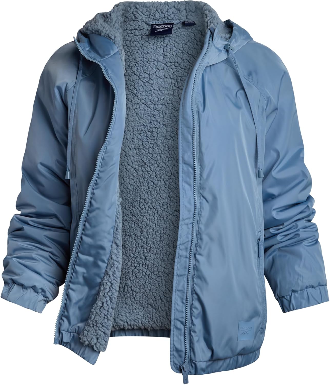Reebok Womens Windbreaker Jacket - Water and Wind Resistant Midweight Cozy Sherpa Fleece Insulated Softshell Jacket for Women