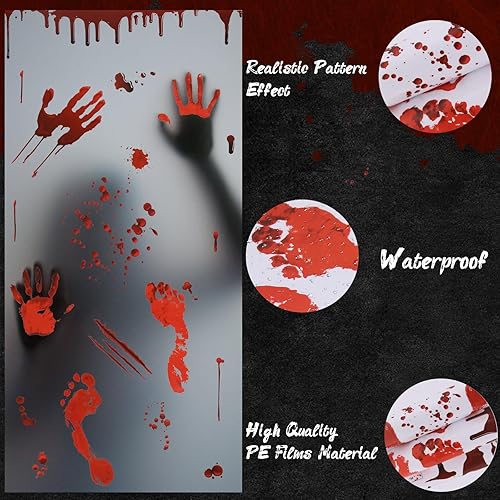 Miniatura 3 de Decoraciones de Halloween, calcomanías de huellas de manos sangrientas de Halloween, decoraciones de fiesta de Halloween, decoración de pared de