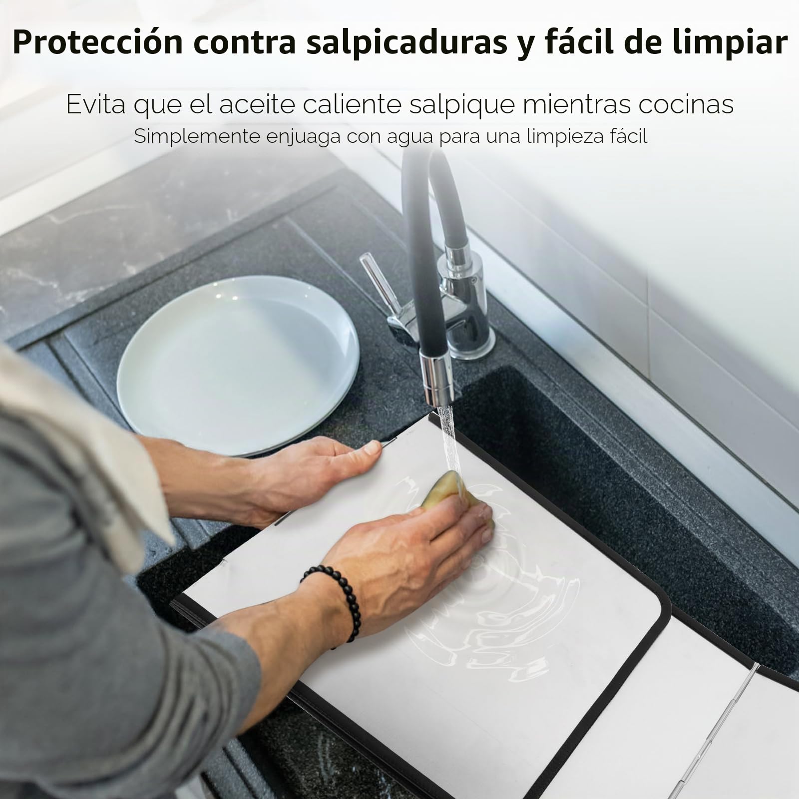 VFANDV Protector Pared Antisalpicaduras Cocina, Protector Salpicaduras Cocina 3 Lados Panel Protector Salpicaduras Cocina Plegable Protector contra Salpicaduras para Estufas y Sartenes (39x29x30cm)