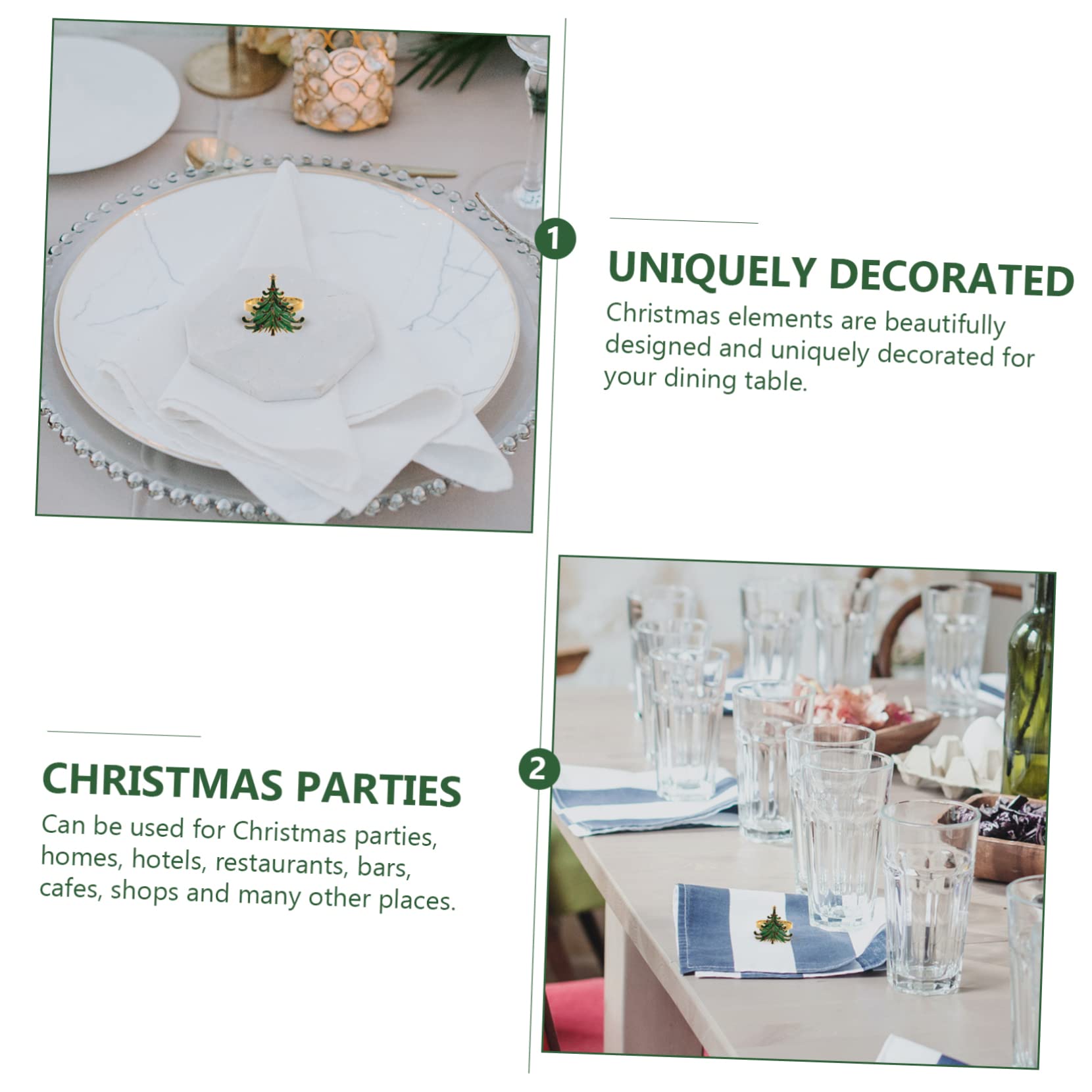 INOOMP 8pezzi Anelli Portatovaglioli Natalizi Da Decorazioni Festive Per Tovaglioli Con Design Moderno e Resistente Per Matrimoni Ristoranti e Feste Di Natale