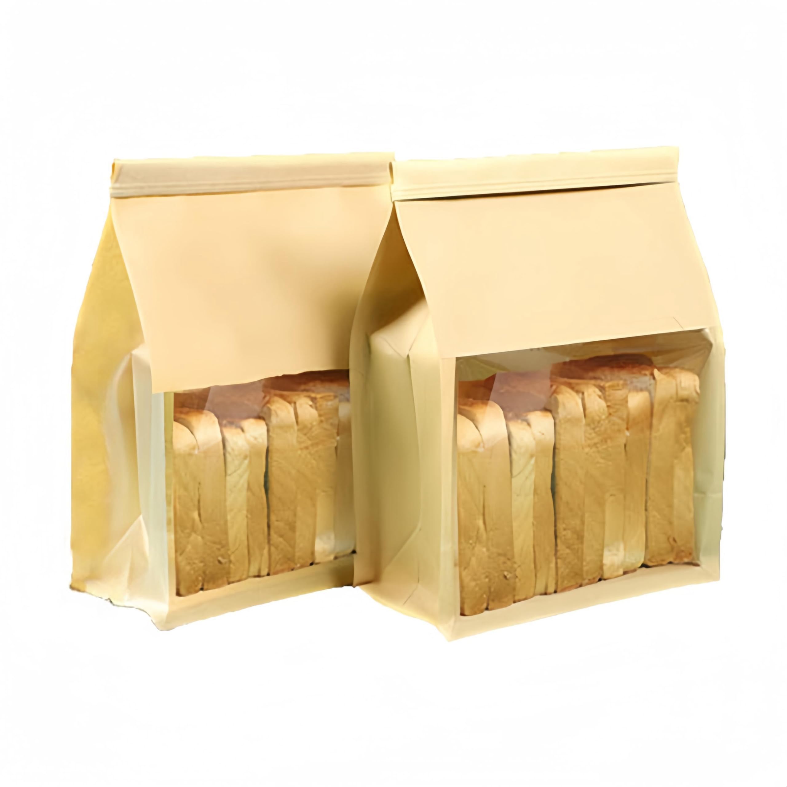 25-Pack Homemade Bread Bags with Clear Window, Large Kraft Paper Bread Boxes for Storing Baked Goods, Homemade Bread, Sourdough Bread, with Foldable Closure (8.7 x 4.3 x 11 inches)