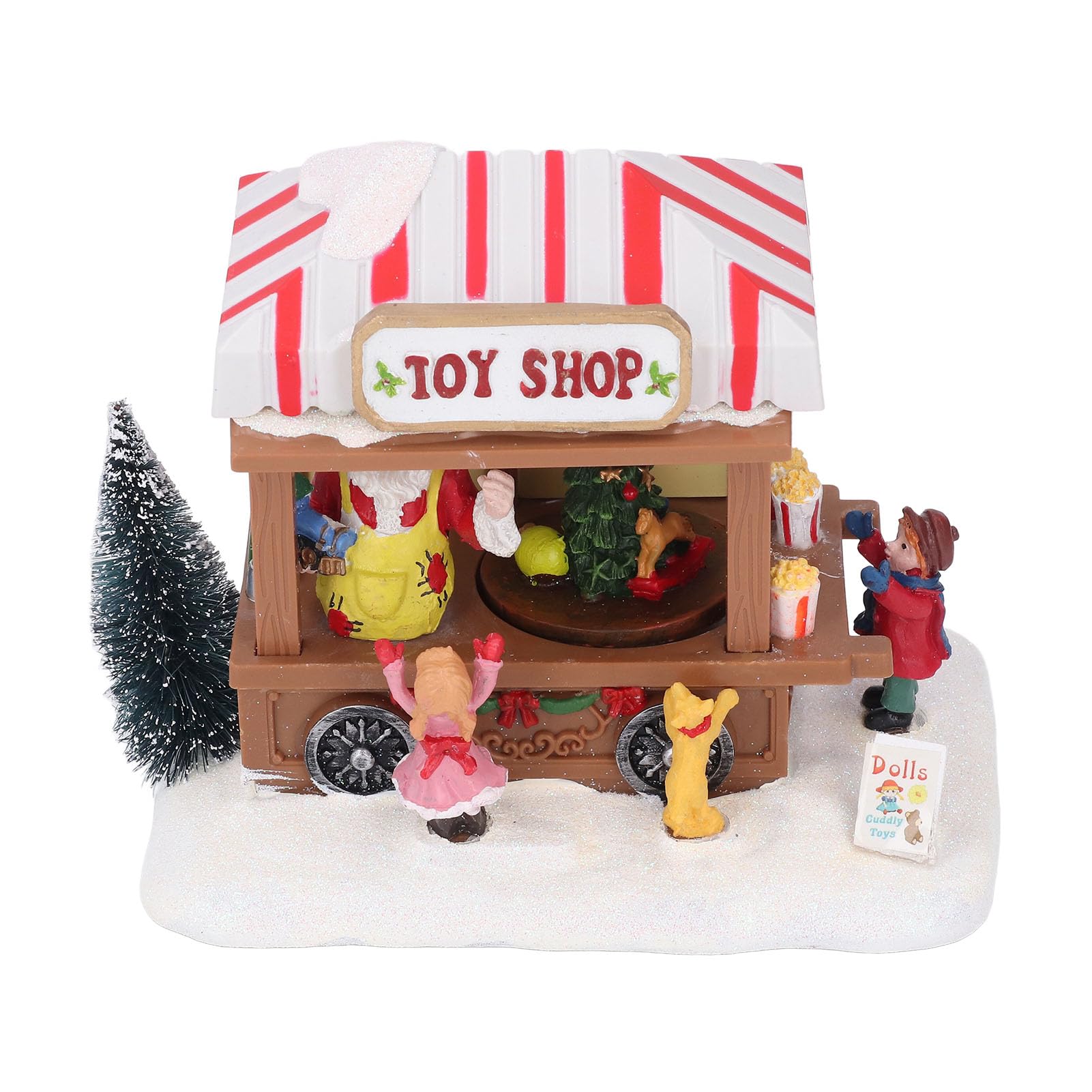 Caja de música con luz para el hogar, coche comedor luminoso con música navideña, adorno decorativo de escritorio para Navidad con alegres melodías festivas, decoración navideña de (árbol de navidad)