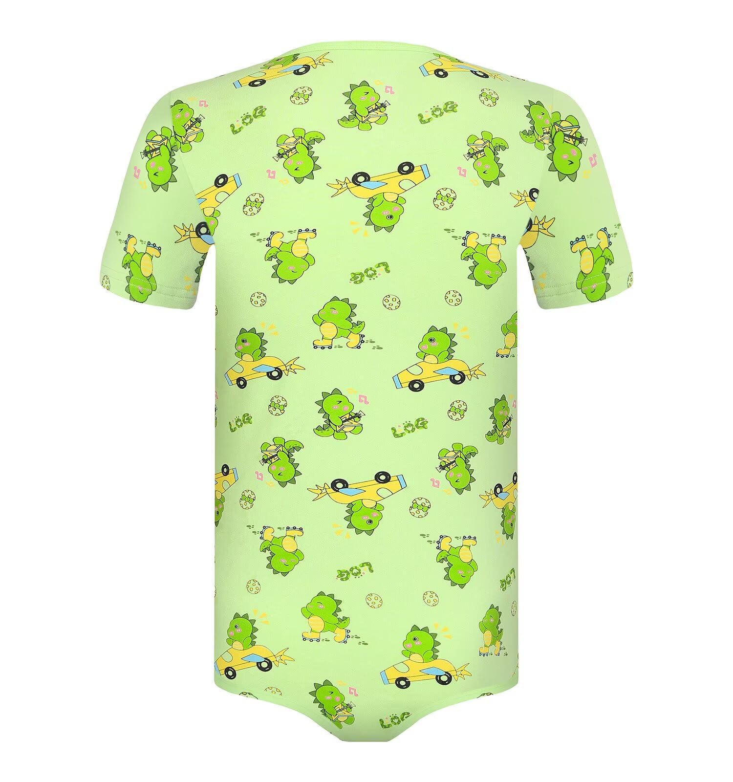 Landofgenie Onesie Mężczyźni Krótki Rękaw Bodysuit One Piece Pidżama Rompers Dinosaur Rudy