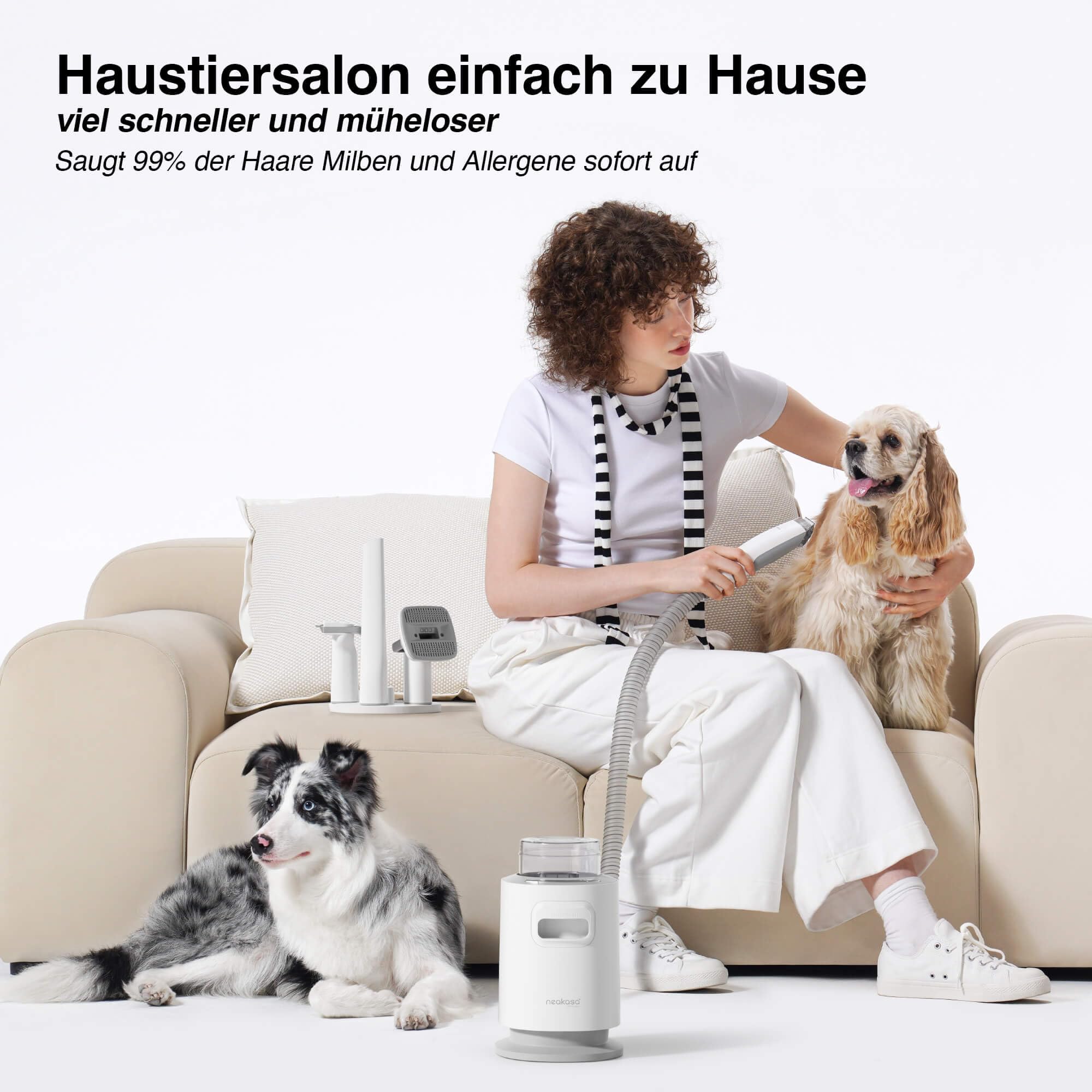 Neakasa P0 Pro Katzenbürste Hundeschermaschine mit Staubsauger, Profi Haustierpflegeset, 5 bewährten Zubehör, Hundebürste, Selbstreinigende Tierhaarentferner für Kurzhaar Langhaar Unterwolle