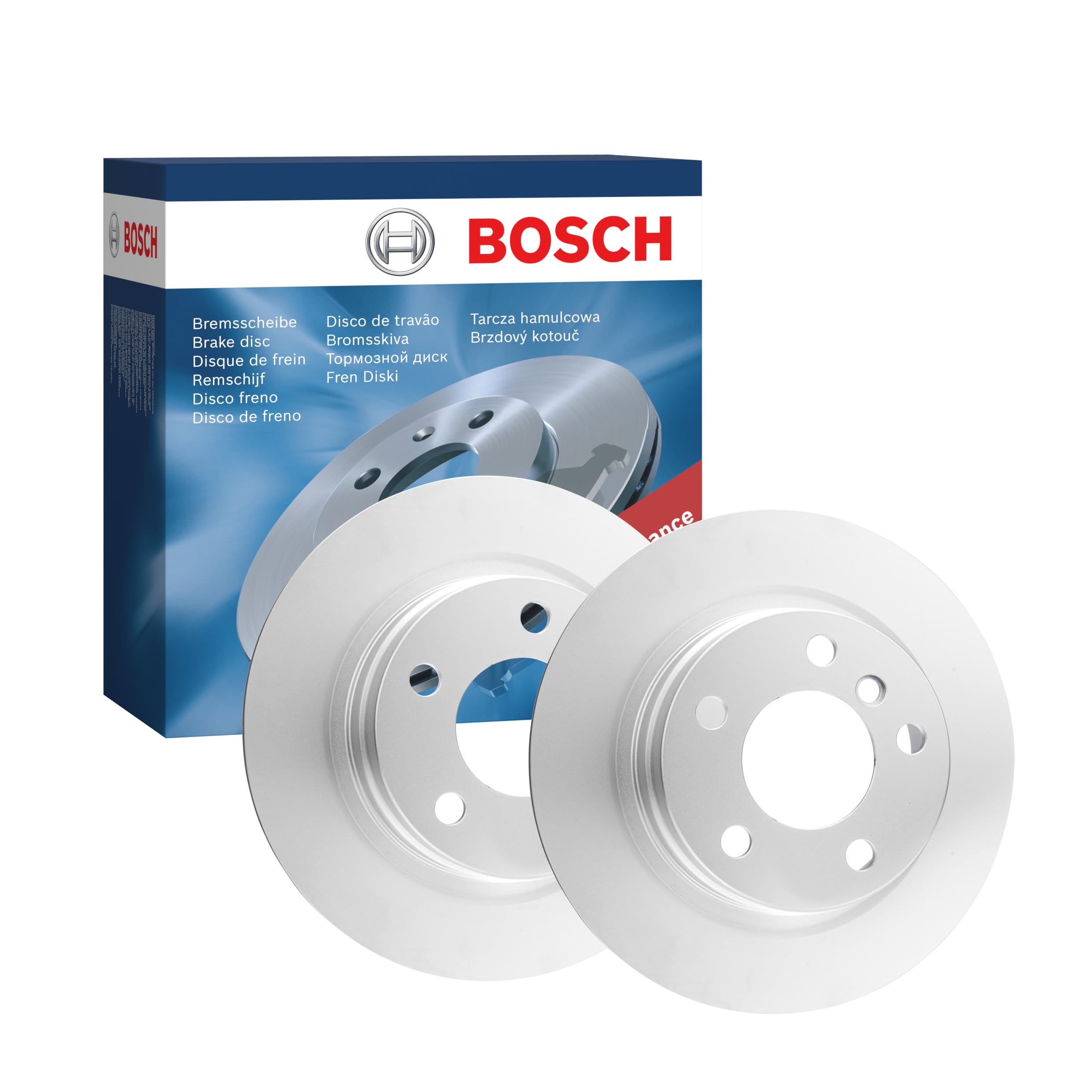 Juego de 2 Discos de Freno Bosch BD1650 - Discos Macizos, Alto Contenido en Carbono, 290 mm - Eje Trasero - Certificación ECE-R90 - Excelente Refrigeración, Anticorrosión - 1 Juego de 2 Discos
