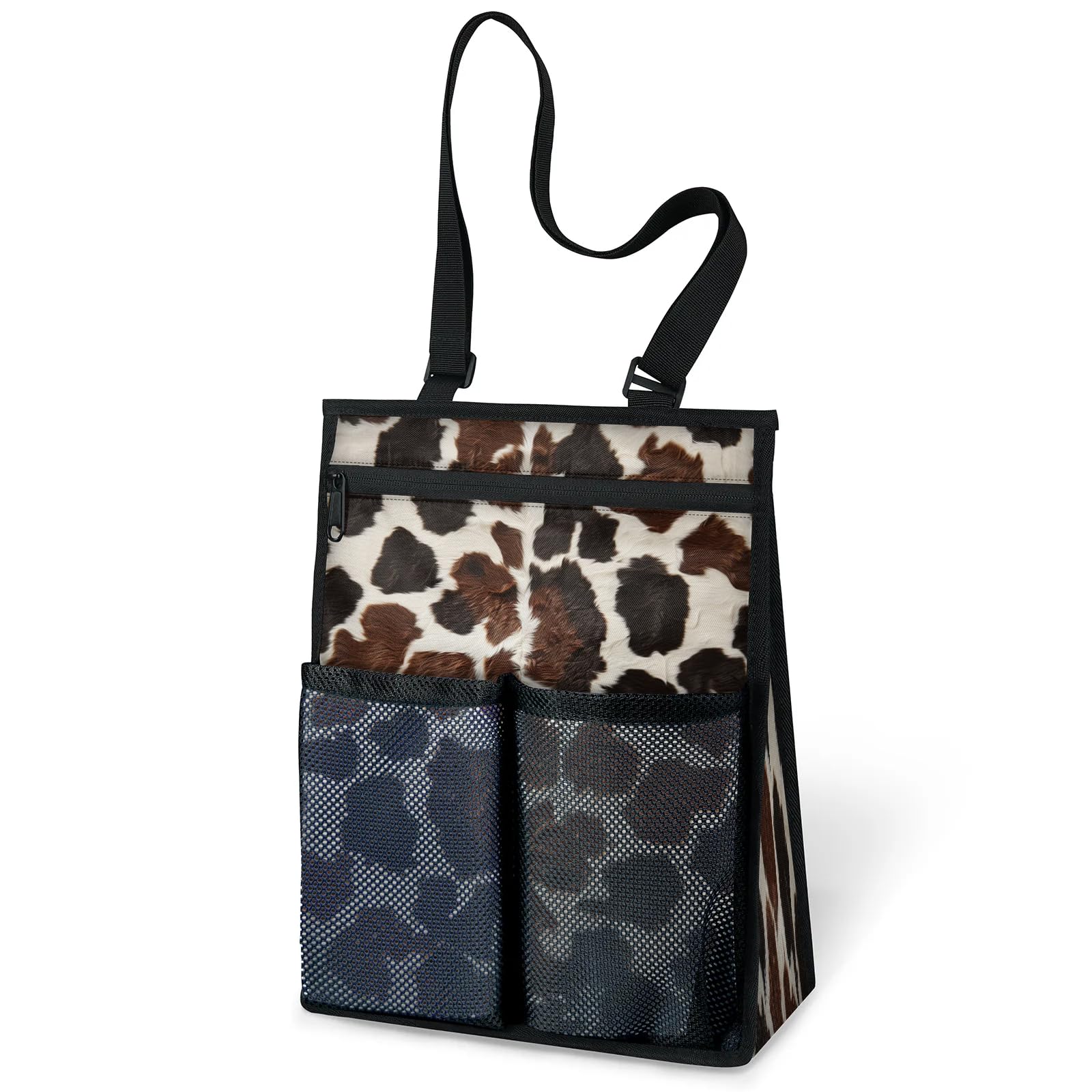 Ourtheme Cow Animals Print Portable Shower Bag for Travel Gym Camp Beach Tote Shower Caddy Bags Hanging Toiletry