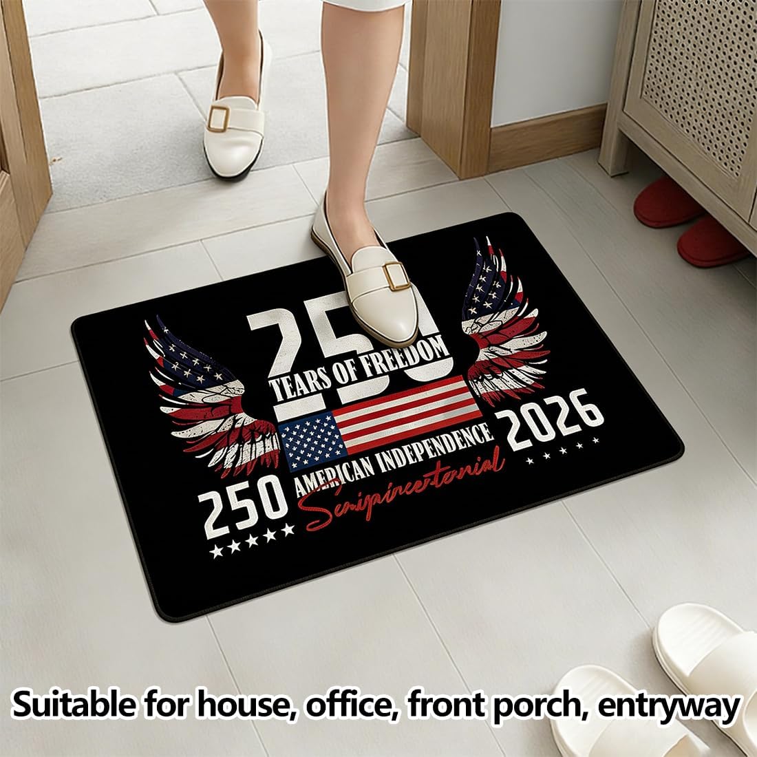 250 Anniversary USA Door Mat, 250 Door Mat, Non-Slip Washable Eagle Rug for House Office Outside Inside Entrance Decor (F,23 * 35in)