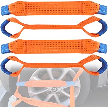 Lashing Straps Car Transport Cross Strap for Lashing Strap Lashing Loops 50 mm Short Wheel Lock Straps Wheel Lock Trailer Tire Strap Lashing Straps Car Transport Strap Orange Pack of 4