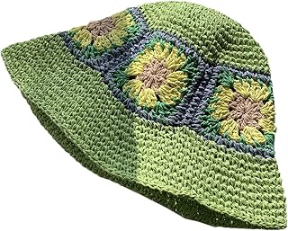 Pocoiau Gorro de ganchillo para mujer, pescador deportivo al aire libre, para mujeres, adolescentes, casual, protector solar de primavera, color verde, verde, Talla única