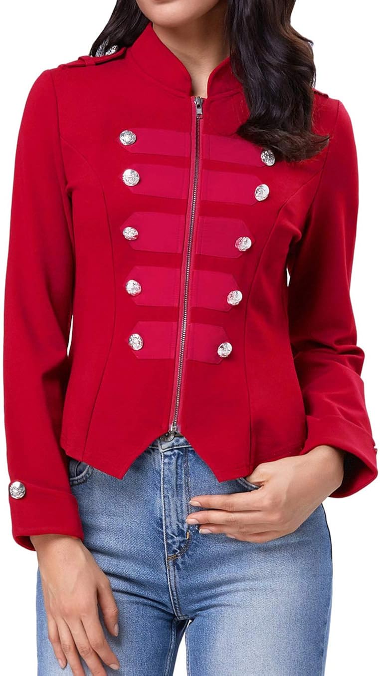 Kate Kasin Womens Victorian Steampunk Ringmaster Jacket Military Blazer
