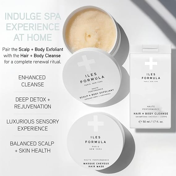 ILES FORMULA Scalp + Body Exfoliant Luxury Scalp Scrub & Exfoliating Body Scrub Gentle, Rejuvenating Exfoliating Scrub to Remove Buildup & Smooth Skin with Vitamin E & Kiwi Extract - Residue Free