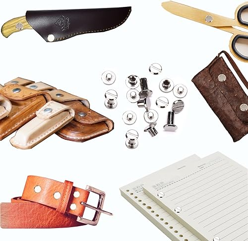 Miniatura 5 de YMAISS 90 juegos de tornillos Chicago de 3 tamaños de 14, 38, 12 pulgadas, tornillos para encuadernación, tornillos de fijación de botón de Chicago,