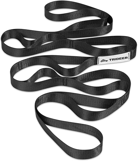 Trideer Stretching Strap Yoga Strap Physical Therapy for Home Workout, Exercise, Pilates and Gymnastics, 10 Loops Non-Elastic Stretch Bands with Aesthetic Packaging for Women & Men