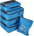 5pc Packing Cubes Set Large Travel Luggage Organizer 4 Cubes 1 Laundry Pouch Bag(Purple)