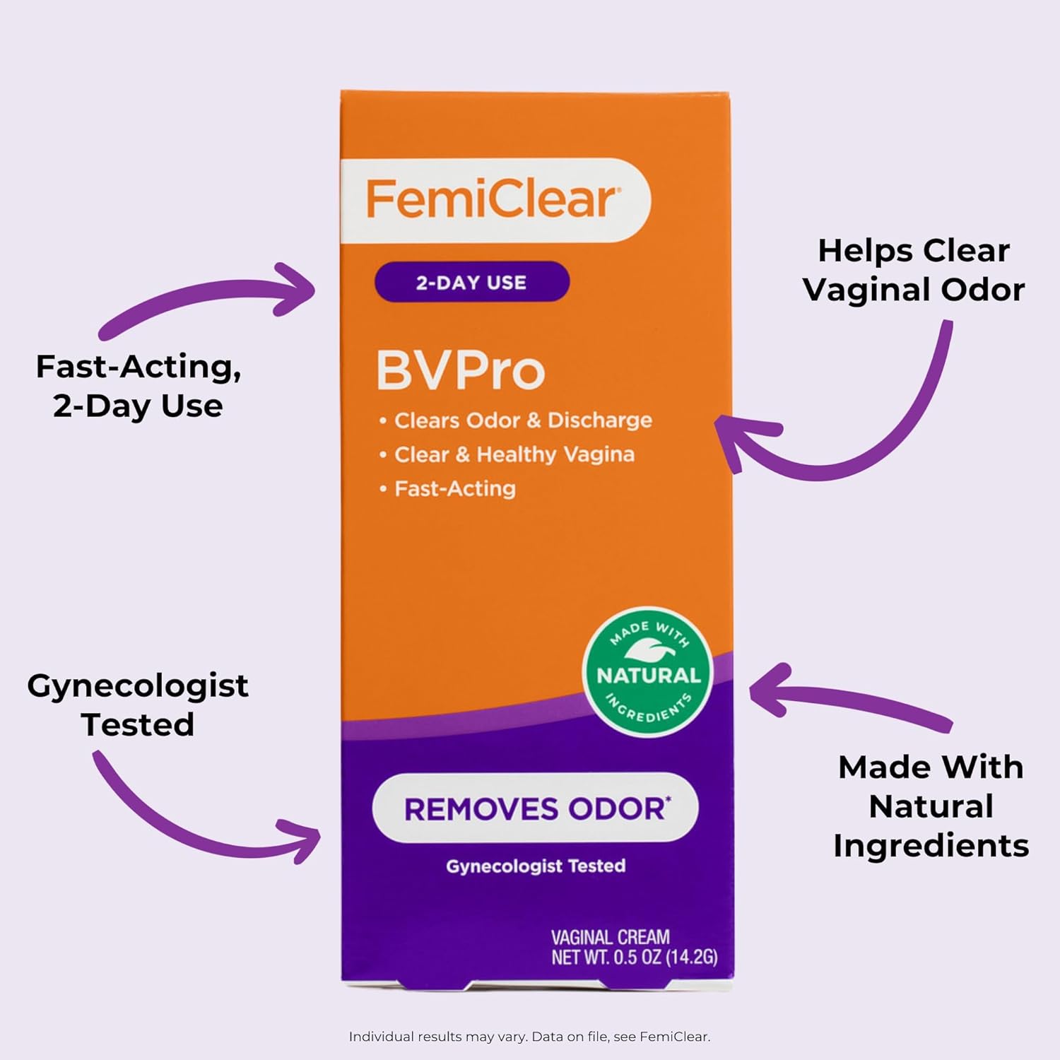 FemiClear BVPro Cream for Vaginal Odor, Feminine Odor Relief, Fast-Acting, Made with Natural Ingredients, 2-Day Use, Gynecologist Tested, Boric Acid Alternative, 0.5oz Cream - Image 3