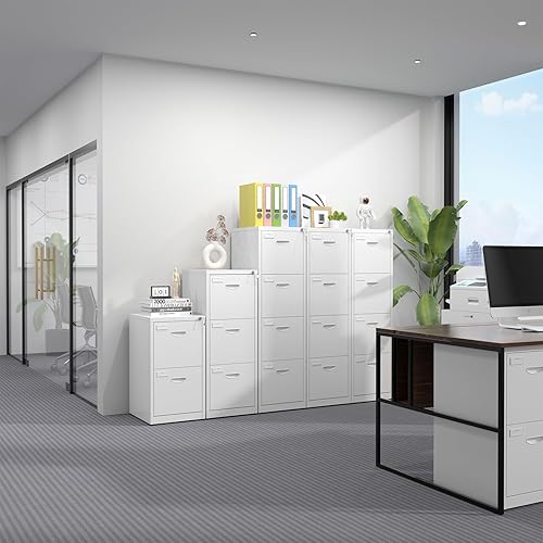 Miniatura 8 de Archivador de 2 cajones con cerradura, 18 pulgadas de profundidad, gabinetes de almacenamiento verticales de metal, archivador de bloqueo blanco